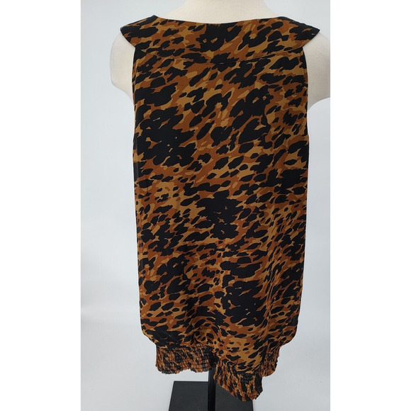Lane Bryant Woman's Animal Print Sleeveless Blouse Size 20 Ruffles Elastic Band - Picture 2 of 9